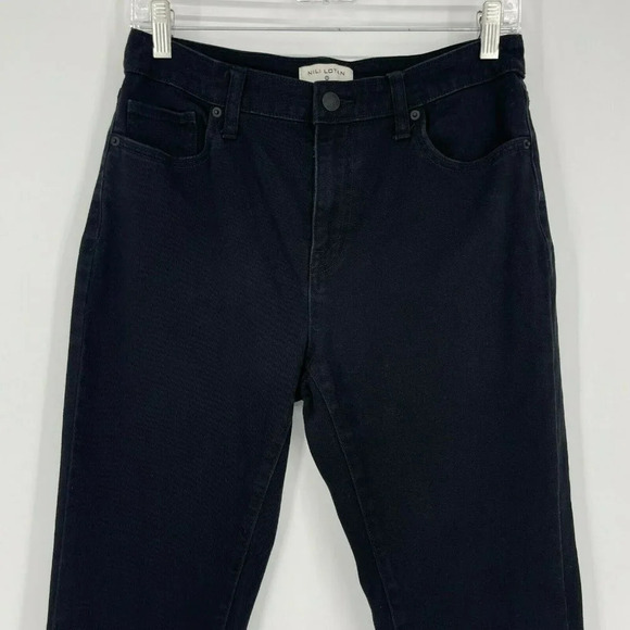 Nili Lotan Jeans Women's Sz 6 Black Denim Skinny Stretch High rise Tapered Ankle - Picture 5 of 8